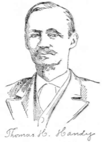 Black and white pencil drawing portrait of Thomas H. Handy